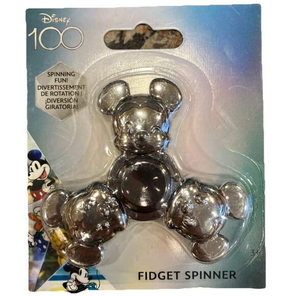 DISNEY 100 BABY MICKEY MOUSE SILVER COLOR 3" FIDGET SPINNER, Mickey & Minnie 3pc - Picture 5 of 12